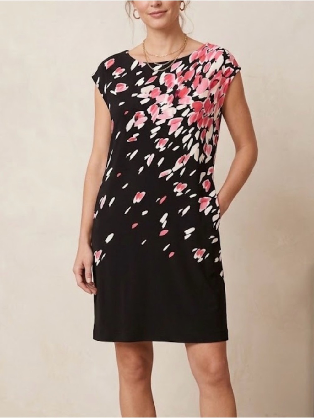 Loft Floral Petal Print Shift Dress Size Medium